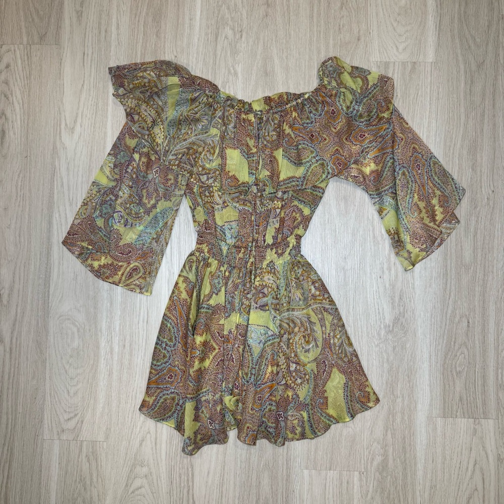 💛MISA Los Angeles💛Pamela Paisley Off Shoulder Long Sleeve Mini Dress - Picture 4 of 16
